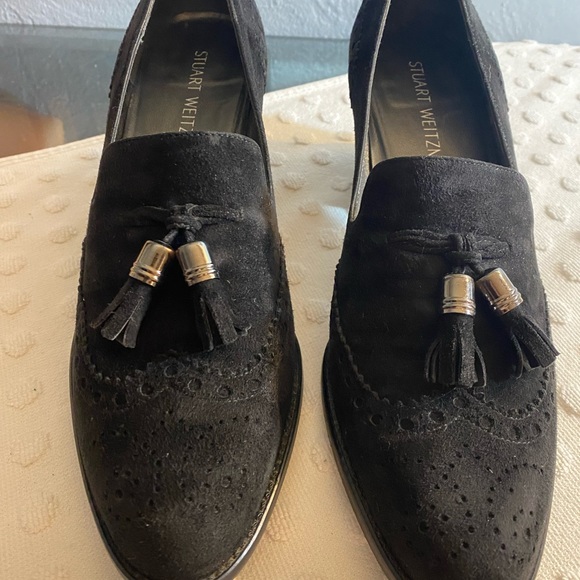 STUART WEITZMAN Boytoy Tassel Chunky Heel Loafer - Picture 2 of 16